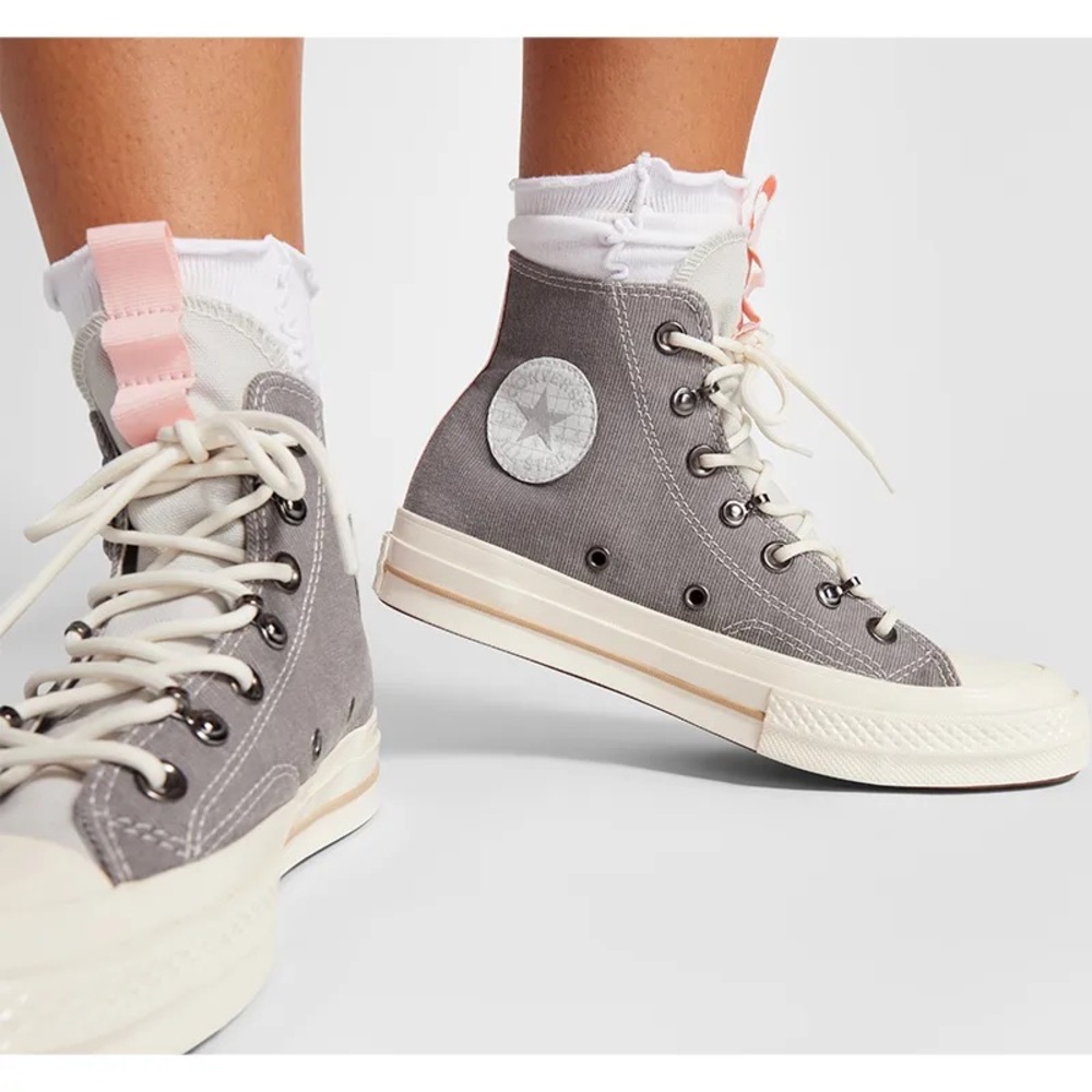 Converse Gray and Pink High-Top Sneakers